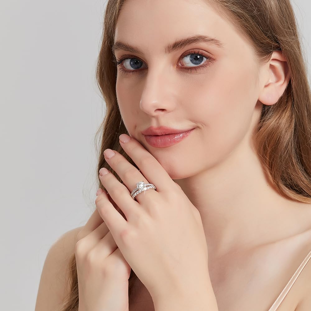 KERXI Total 2.8ct 1.5CT Center Moissanite Stackable Engagement Rings