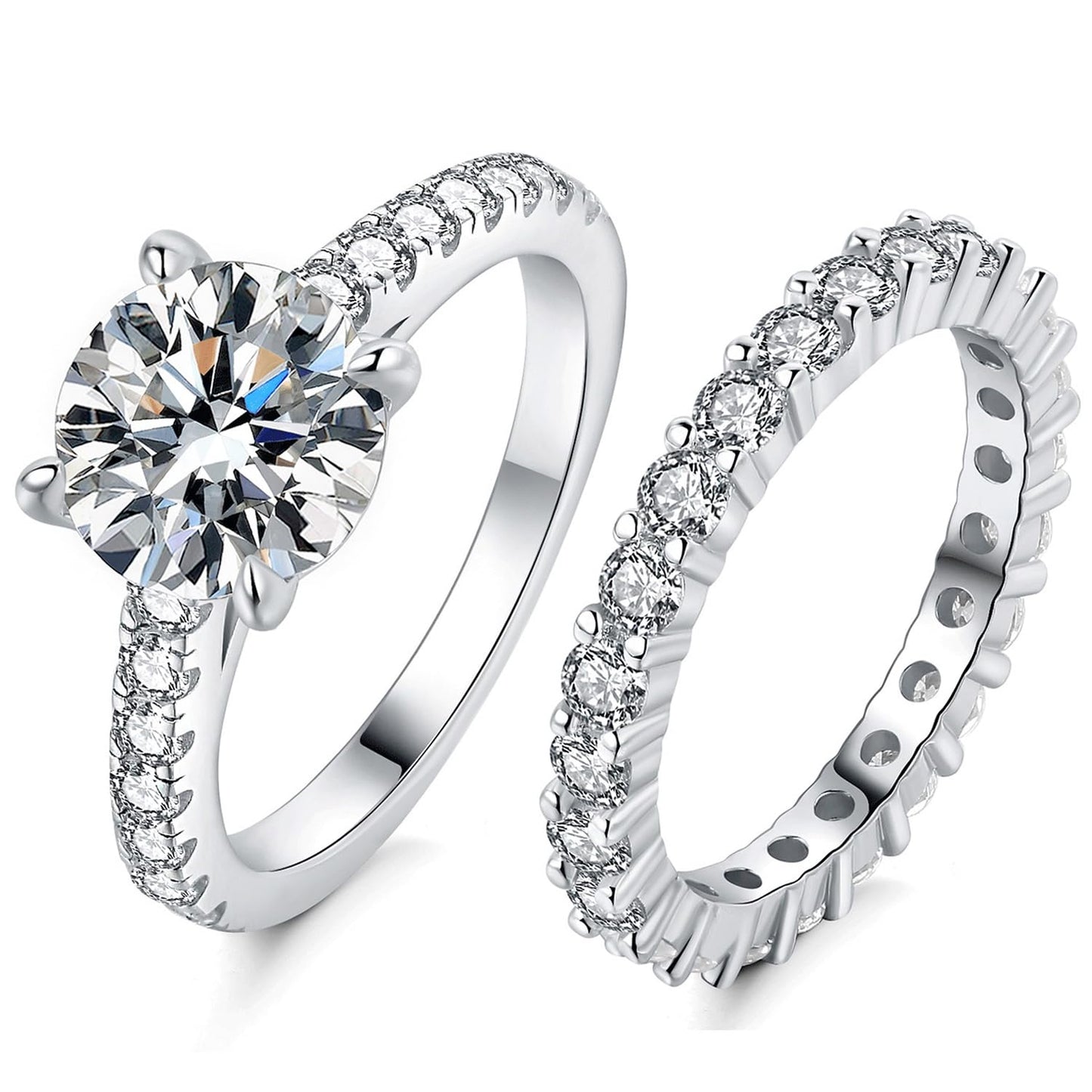 KERXI Total 2.8ct 1.5CT Center Moissanite Stackable Engagement Rings